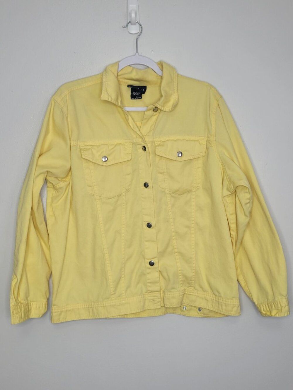 Las Olas light yellow button front cotton casual jacket size 1x